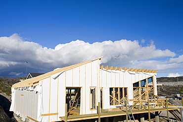 House building in Ilulissat on Greenland, Polar Regions