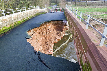 Bridge over the River Petteril destroyed in January 2005 when a severe storm hit Cumbria, Carlisle, Cumbria, England, United Kingdom, Europe