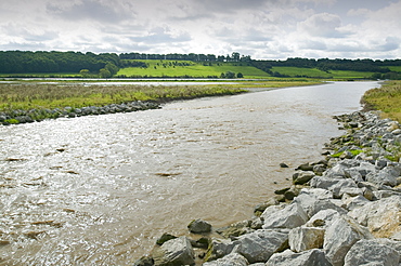 The Breach at Alkborough created in the sea defences to allow sea water to flood agricultural land and create a wetland for wildlife, Humber Estuary, Humberside, England, United Kingdom, Europe