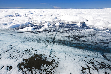 Melt water on the Greenland ice sheet near Camp Victor north of Ilulissat, Greenland, Polar Regions