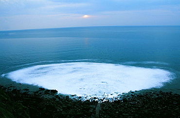 Pollution flowing into the Irish Sea at Whitehaven from the Marchon chemical factory, Cumbria, England, United Kingdom, Europe