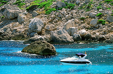 A sailing boat off Majorca, Balearic Islands, Spain, Mediterranean, Europe