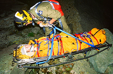 RAF Sea King Helicopter crew attend a mountain rescue incident in the Lake District, Cumbria, England, United Kingdom, Europe