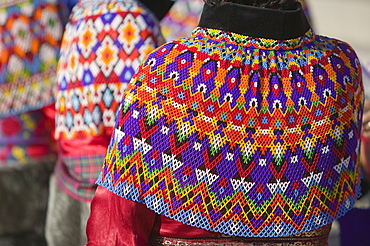 Inuit women wearing traditional Greenlandic national costume (Kalaallisuut) in Ilulissat on Greenland, Polar Regions