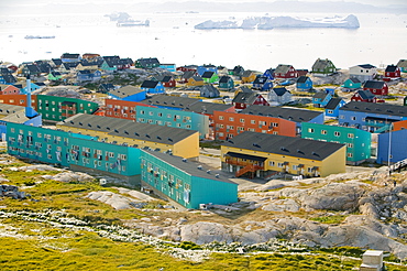 Colourful houses in Illulisat, UNESCO World Heritage Site, on Greenland, Polar Regions