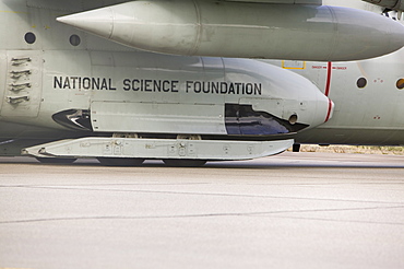 An American Air Force plane after a resupply flight to the science base on the summit of the Greenland Ice sheet, Kangerlussuaq Airport, Greenland, Polar Regions