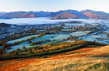 Keswick in autumn in the Lake District National Park, Cumbria, England, United Kingdom, Europe