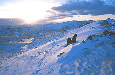 Snow on Wet Side Edge in the Lake District National Park, Cumbria, England, United Kingdom, Europe