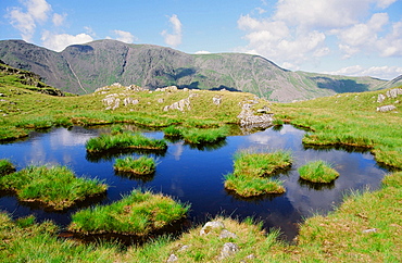 Tarns on Yewbarrow above Wastwater in the Lake District National Park, Cumbria, England, United Kingdom, Europe