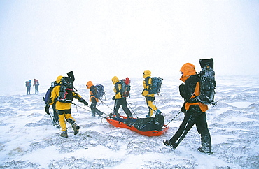 Mountain rescue team members in the Scottish Highlands, Scotland, United Kingdom, Europe