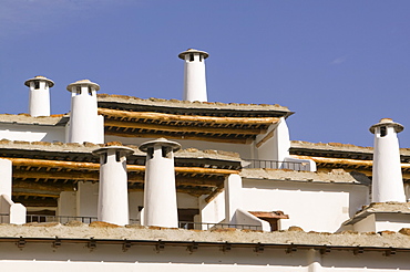 Chimneys in the white village of Capilleira in Southern Spain, Andalucia, Spain, Europe