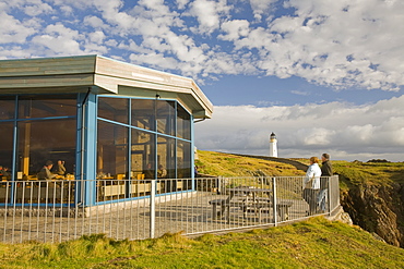 The Gallie Craig Tea room and cafe, a turf roofed building on Scotland's most southerly point, on the Mull of Galloway Scotland, United Kingdom, Europe