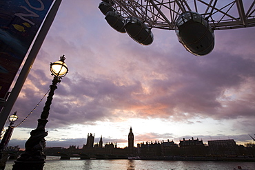 The Thames South Bank with the London Eye and Big Ben and the Houses of Parliament, London, England, United Kingdom, Europe