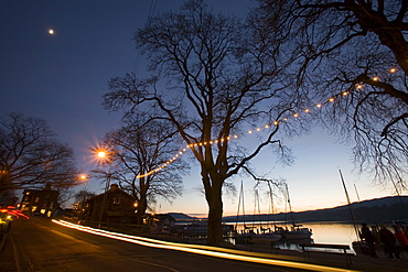 Windermere at sunset at Waterhead, Ambleside, Lake District, Cumbria, England, United Kingdom, Europe