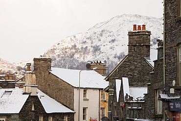 Snow over Ambleside in the Lake District National Park, Cumbria, England, United Kingdom, Europe