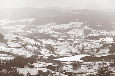 Blelham Tarn in the snow near Ambleside, Lake District National Park, Cumbria, England, United Kingdom, Europe