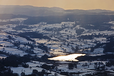 Blelham Tarn in the snow near Ambleside, Lake District National Park, Cumbria, England, United Kingdom, Europe