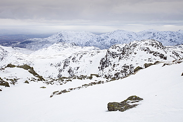 The Coniston Fells in the Lake District in winter snow, Cumbria, England, United Kingdom, europe