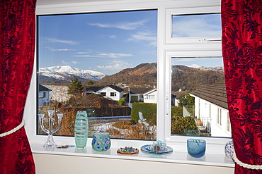 The view from a house window in Ambleside in the Lake District National Park, Cumbria, England, United Kingdom, Europe