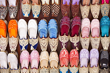 Arabic shoes in a souk in Dubai, United Arab Emirates, Middle East