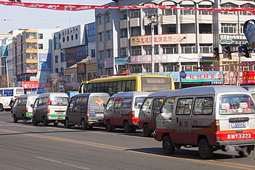 Street scene in Suihua, Heilongjiang, China, Asia