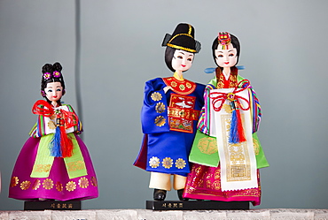 Traditional South Korean dolls in a house belonging to a South Korean emigre in China, Asia