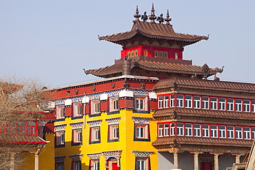 A traditional Chinese monastery in Heilongjiang province near Hujifumo, China, Asia