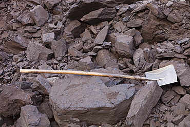 Piles of low grade coal from an open cast coal mine near Heihe, Northern China, Asia