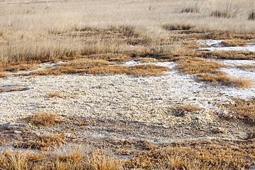 Baked landscape formerly a large lake, now dried up, Hong Hai Zai near Dongsheng, China, Asia