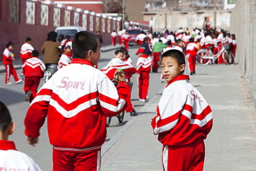 School children in Dongsheng, Inner Mongolia, Northern China, Asia