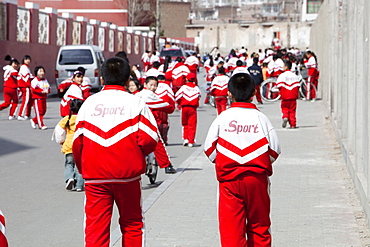 School children in Dongsheng, Inner Mongolia, Northern China, Asia