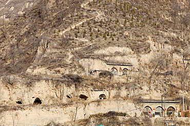 Ancient cave houses dug into Loess deposits in Shanxi province, northern China, Asia