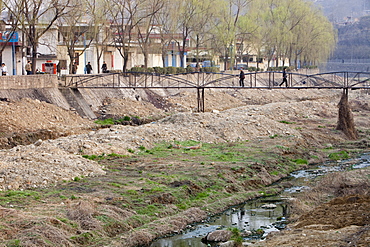 A critically low river in Tongshuan in Shanxi, Northern China, Asia