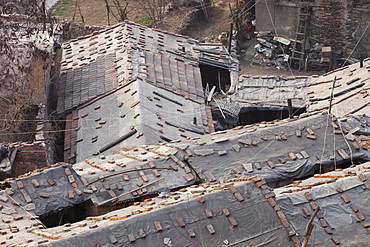 Slum dwellings belonging to Chinese coal miners near the city of Tongshuan, Shanxi, China, Asia