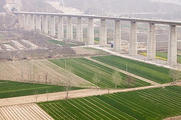 Building a new railway line across Shanxi province in northern China, Asia