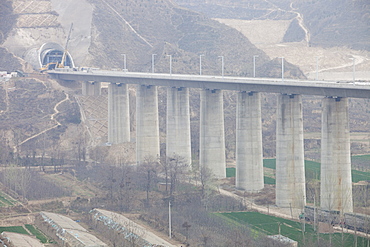 Building a new railway line across Shanxi province in northern China, Asia