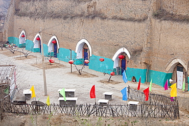 Ancient cave houses dug into Loess deposits in Shanxi province, northern China, Asia