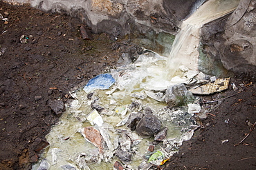 This badly polluted river is in the industrial city of Hangang, China, Asia