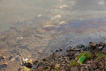 This badly polluted river is in the industrial city of Hangang, China, Asia