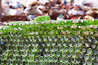 A family near Xian city make their living from recycling bottles and plastic, China, Asia