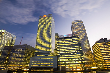 Banking and financial sector buildings at Canary Wharf, Docklands, London, England, United Kingdom, Europe