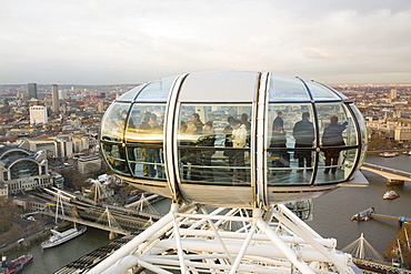 A capsule on the London Eye on the Thames South Bank, London, England, United Kingdom, Europe