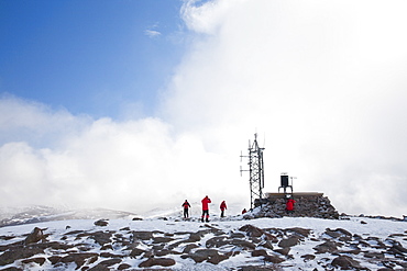 A group of mountaineers ascending Cairngorm in the Cairngorm National Park in Scotland, United Kingdom, Europe