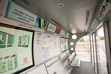 An air conditioned bus stop in Dubai, United Arab Emirates, Middle East