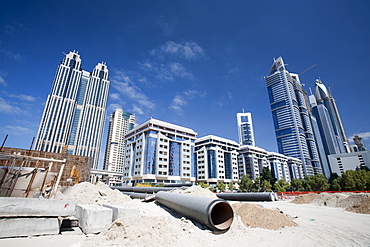 New buildings and building sites in Dubai, United Arab Emirates, Middle East