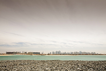 The Dubai skyline from the Palm resort area, Dubai, United Arab Emirates, Middle East