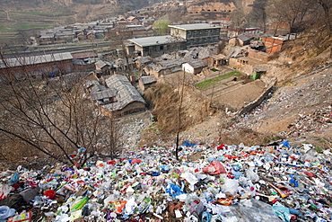 Rubbish discarded in the open on the outskirts of Tongshuan in Shanxi, China, Asia