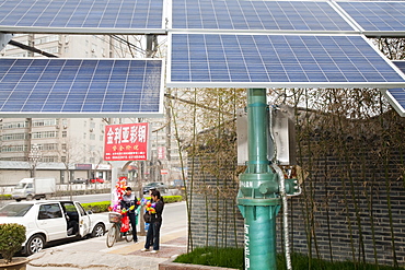 A communty scale solar electric generating station in Xian City in northern China, Asia