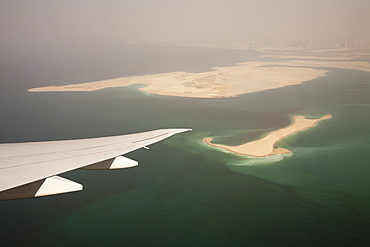 Flying over the Persian Gulf near Dubai, United Arab Emirates, Middle East