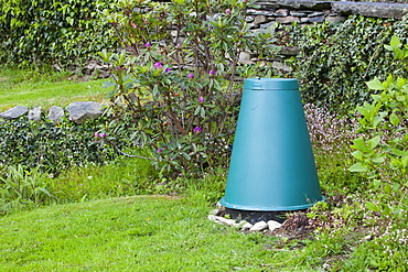 A cone food waste digester in a garden in Ambleside, Lake District, Cumbria, England, United Kingdom, Europe